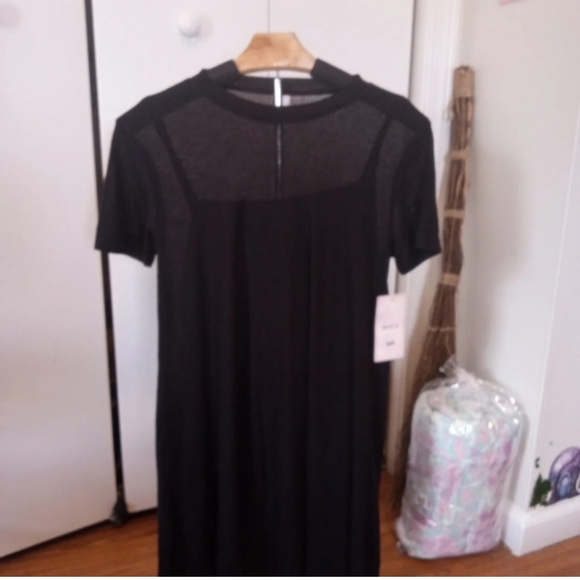 RVCA Black Sheath Mini Dress Crew Neck Short Sleeve - Picture 5 of 5